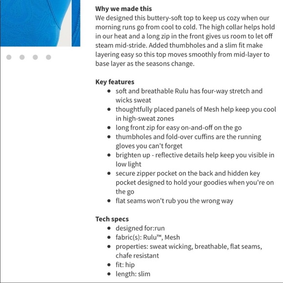 RARE Lululemon 10 Star Runner 1/2 Zip L/S Cornflower Blue RULU Ruffles Mesh - Picture 12 of 16